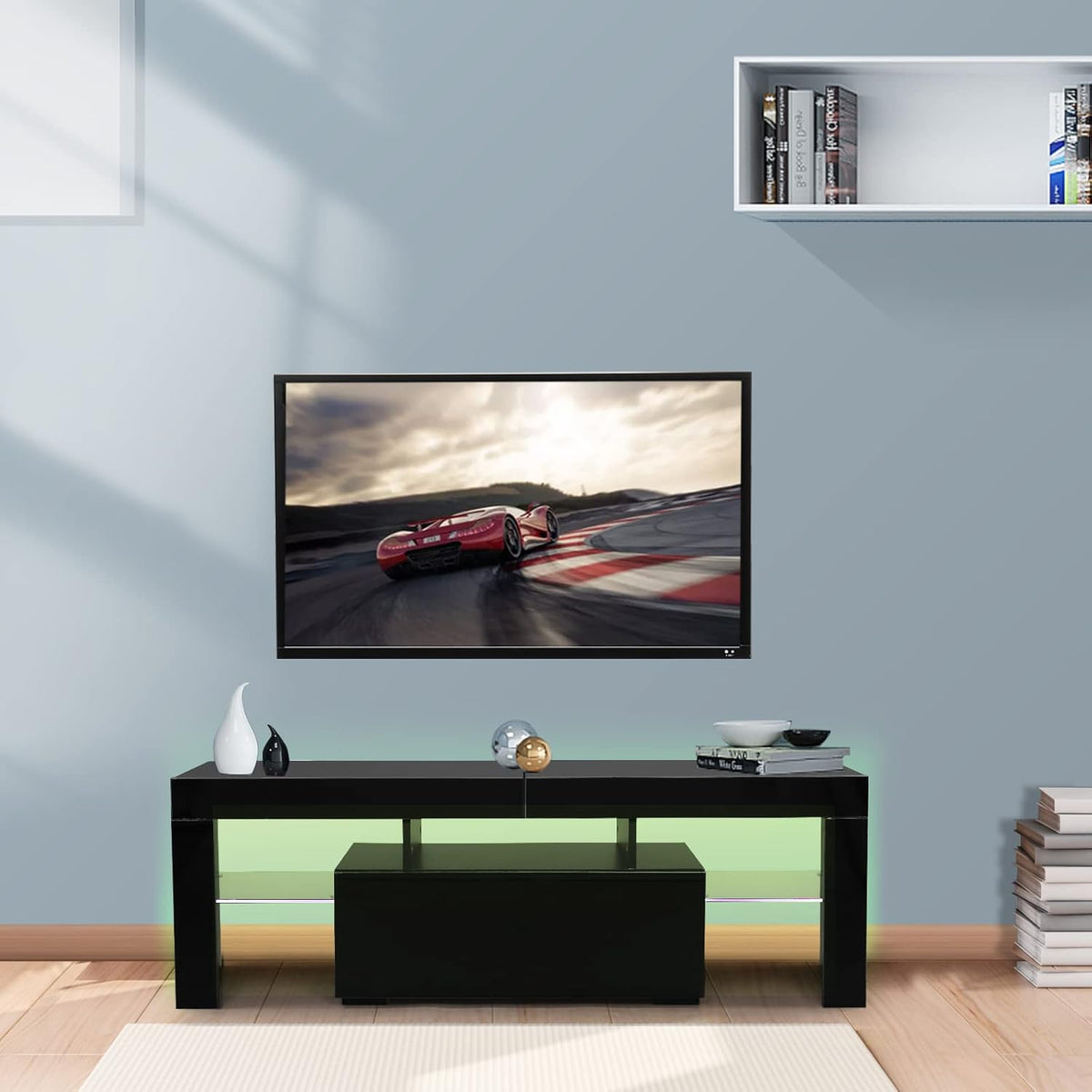 Black LED TV Stand, 51'' x 14'' x 18'' I5718