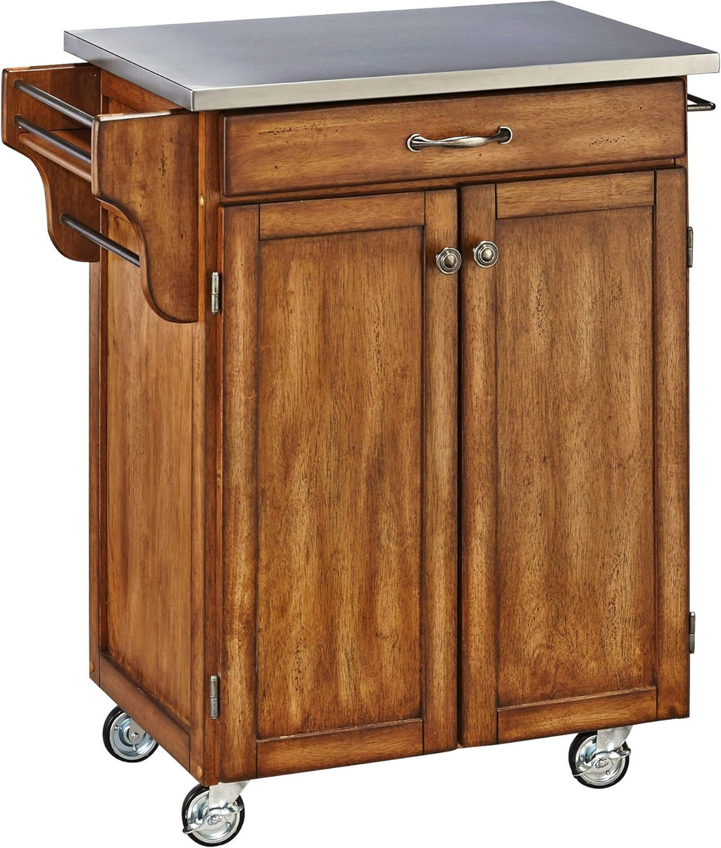 Cherry 2 Door Kitchen Cart with Oak Top H387180