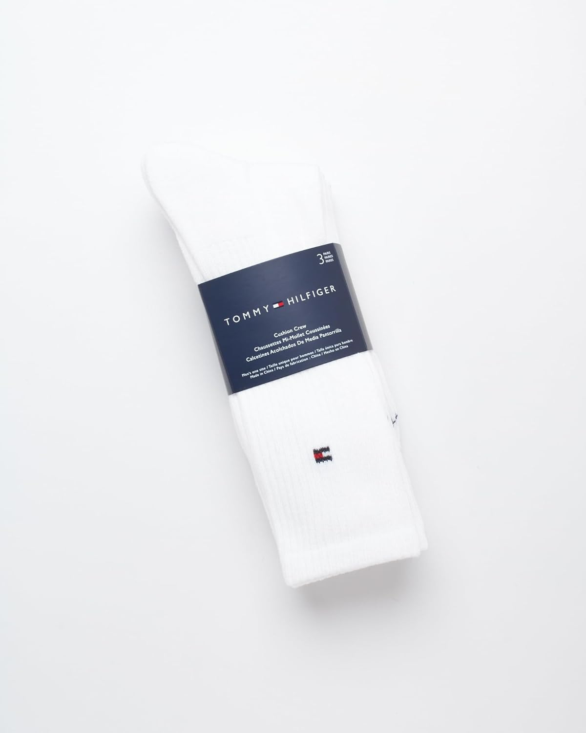 Mens Athletic Cushion Crew Socks (3 Pack), Size 7-12, White L7435