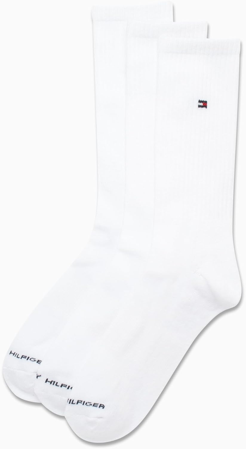 Mens Athletic Cushion Crew Socks (3 Pack), Size 7-12, White L7435