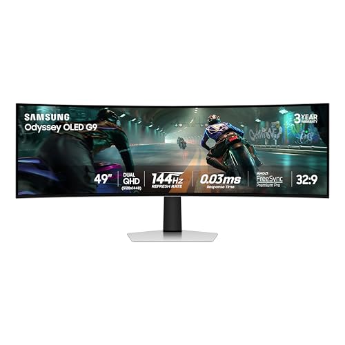 49" Dual QHD QD-OLED Curved Gaming Monitor, 144Hz, 0.03ms W120