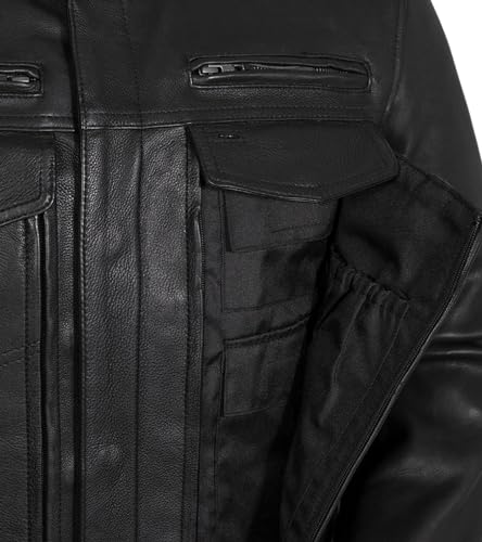 Men's Motorcycle Biker Riding Leather Jacket R970