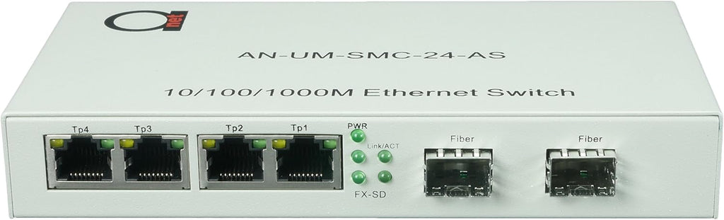 2 x Open SFP Slot + 4 x UTP Cat5e/Cat6 Gigabit Ethernet Fiber Media Converter I2964