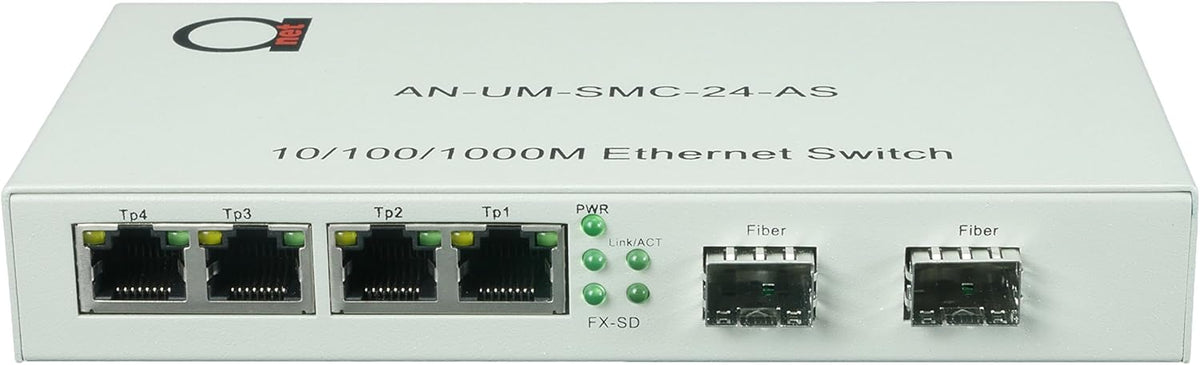 2 x Open SFP Slot + 4 x UTP Cat5e/Cat6 Gigabit Ethernet Fiber Media Converter I2964