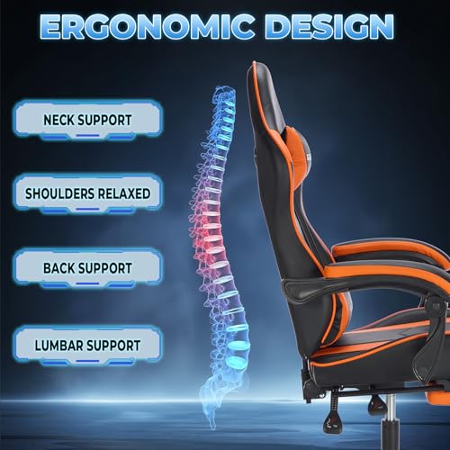 Ergonomic Gaming Chair with Footrest and Massage B864411