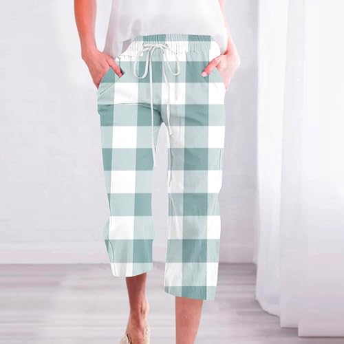 Cotton Linen Loose Fit Drawstring Capri Pants Q9773