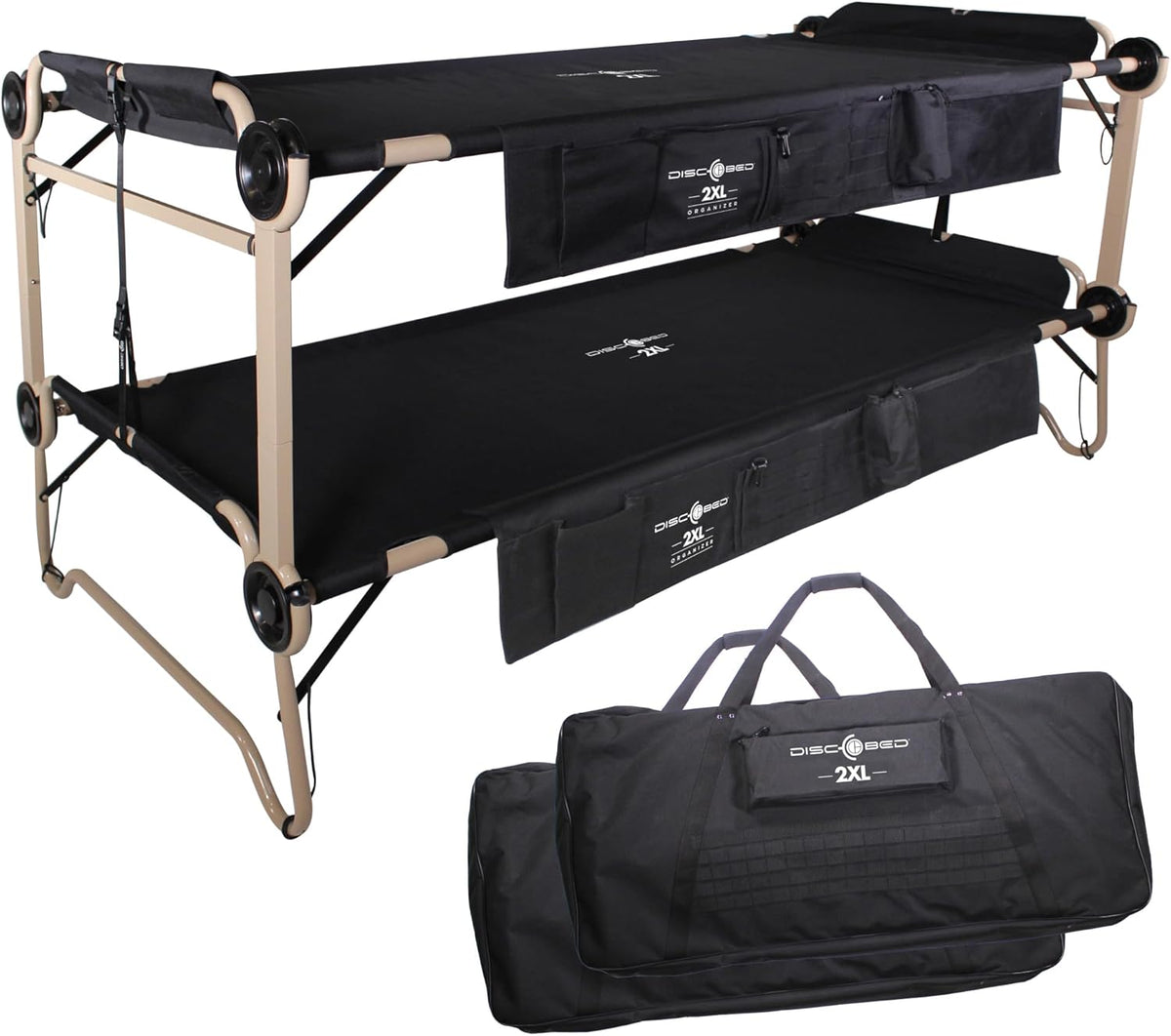 Black 2 Person Outdoor Convertible Bench Camping Cot G9410