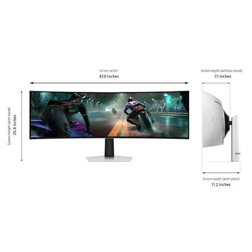 49" Dual QHD QD-OLED Curved Gaming Monitor, 144Hz, 0.03ms W120