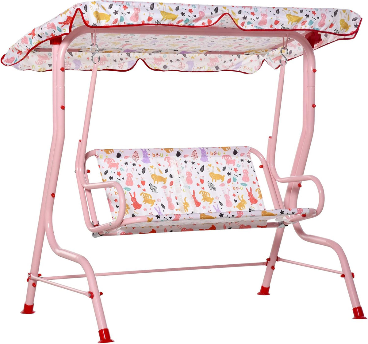 2-Seat Kids Canopy Swing Chair with Shade Awning F852