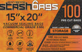 Vacuum Seal Bags 100 ct Precut 15in x 20in Black & Clear O749