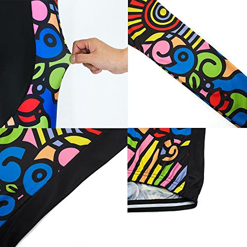 Women's Cycling Jersey Set Long Sleeve Cycling Clothing Bib Pants with 20D Gel Padded B506