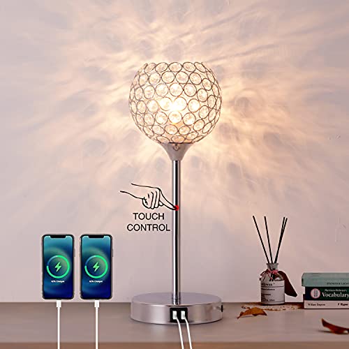 3-Way Dimmable Touch Control Table Lamp with 2 USB Charging Ports B360