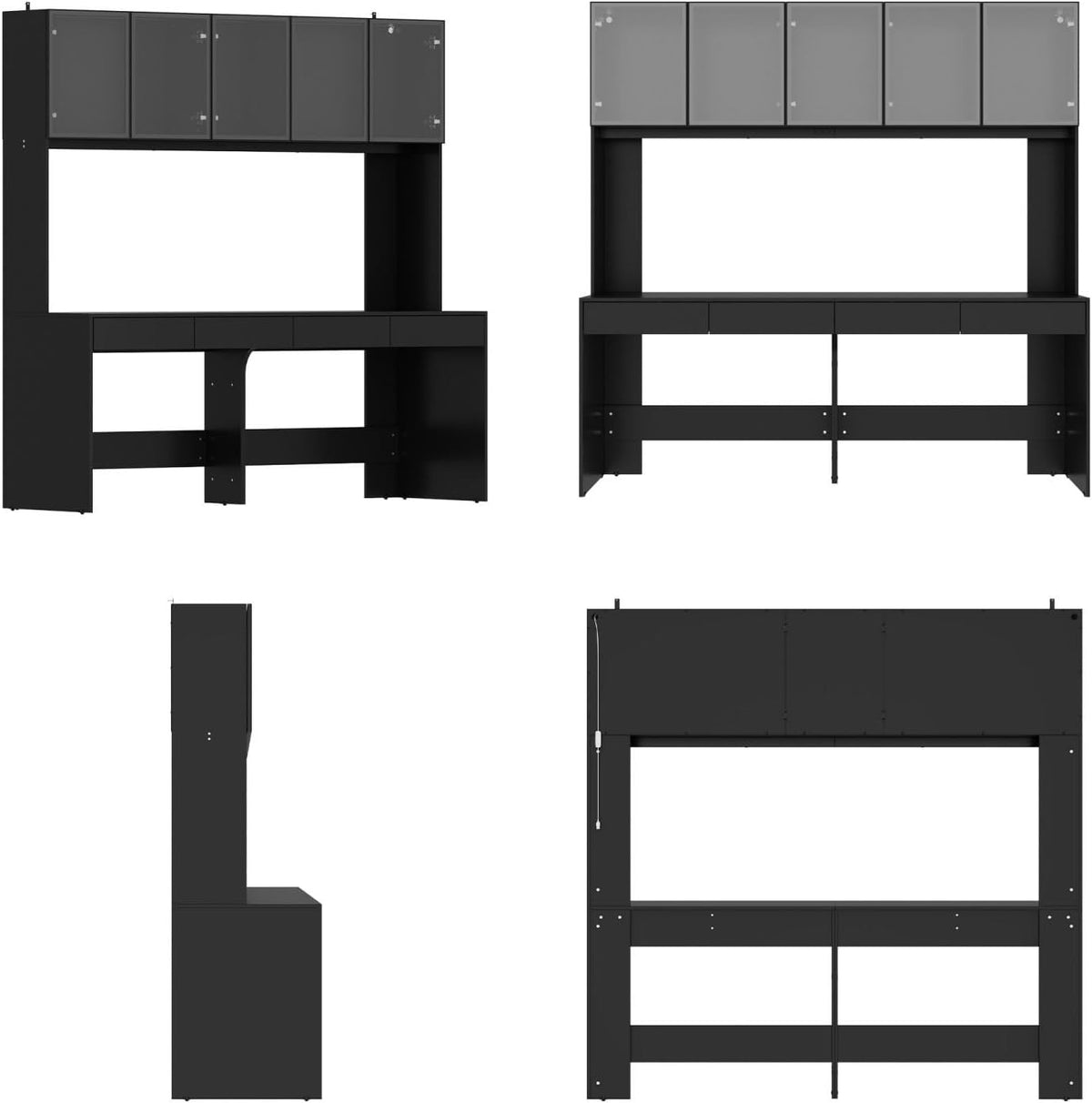 Large Office Desk with 4 Drawers Black Q193044