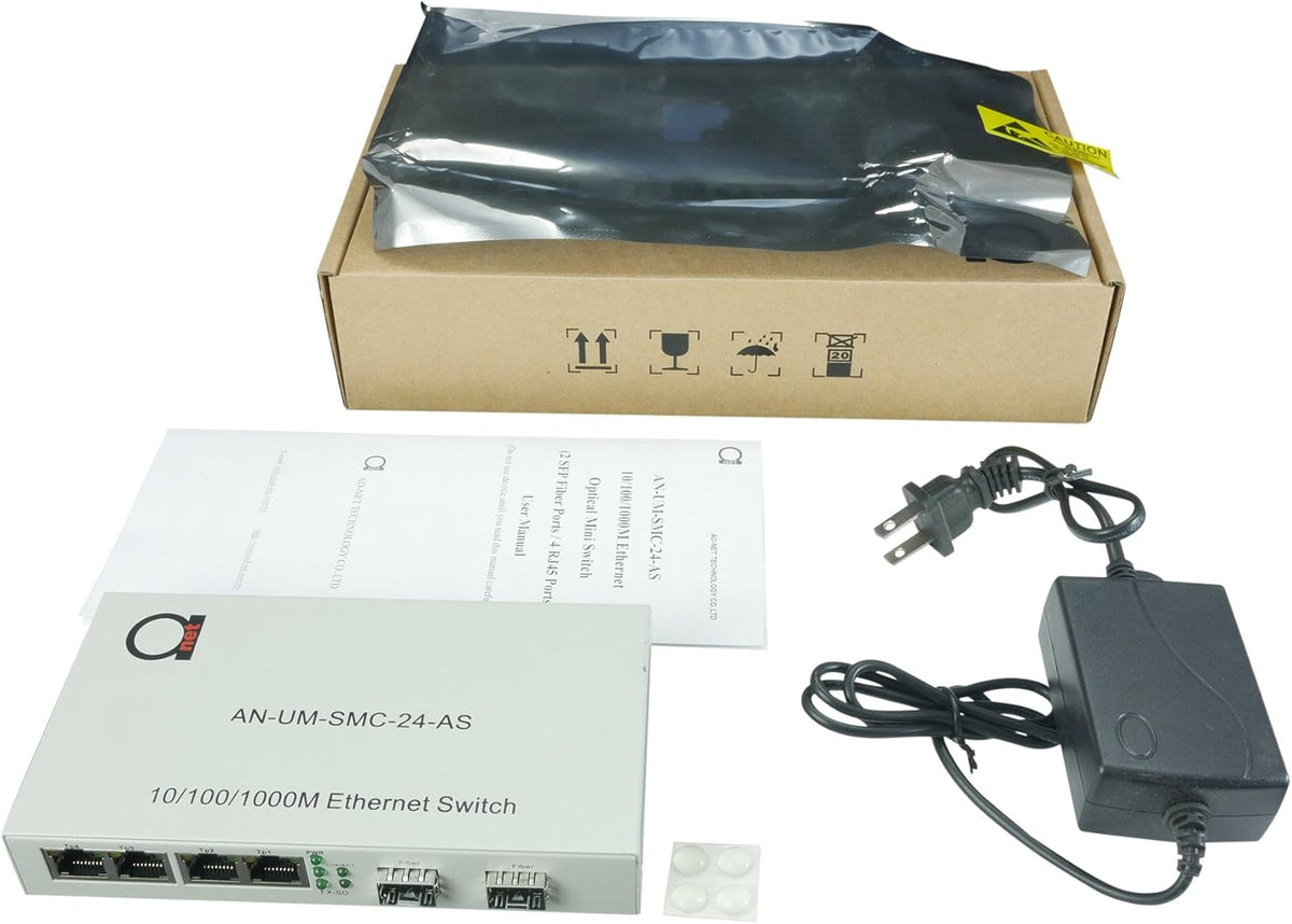 2 x Open SFP Slot + 4 x UTP Cat5e/Cat6 Gigabit Ethernet Fiber Media Converter I2964