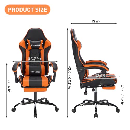Ergonomic Gaming Chair with Footrest and Massage B864411