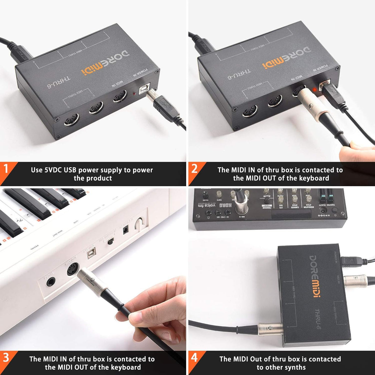 USB MIDI Interface 1-in 6-out MIDI Thru Box S156
