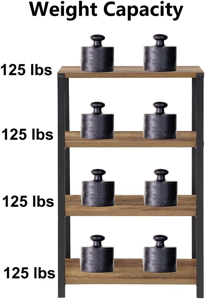 4 Tier Wood and Metal Bookshelf A634