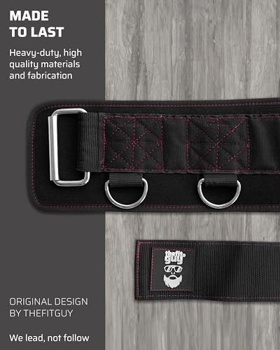 Belt for Cable Machine with 5 Attachment Points, 2 Straps (40” & 27”) and 3 Metal Snap Hooks P812