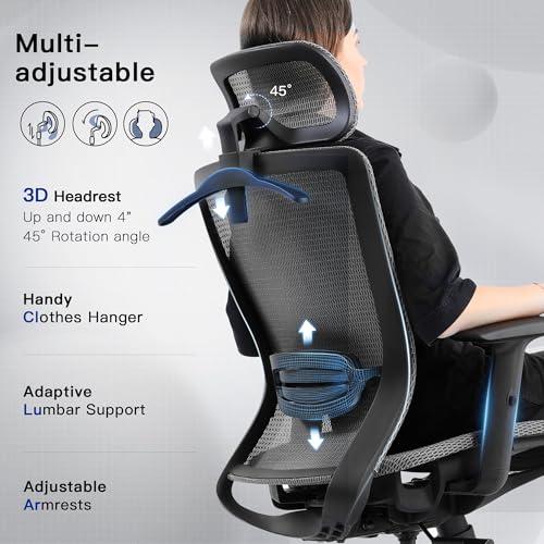 Black Ergonomic Mesh Gaming Chair with Headrest O660638