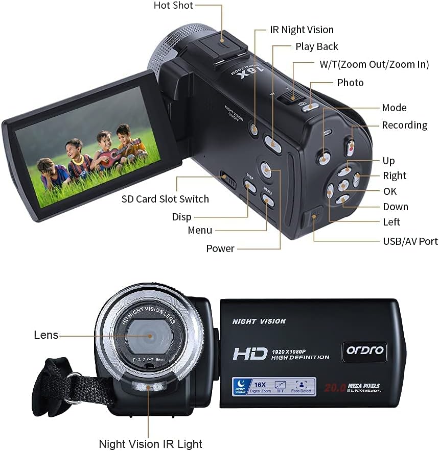 1080P Digital Camcorder with IR Night Vision Light F73151