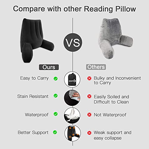 Grey Inflatable Reading Backrest Pillow with Arm Support H1153