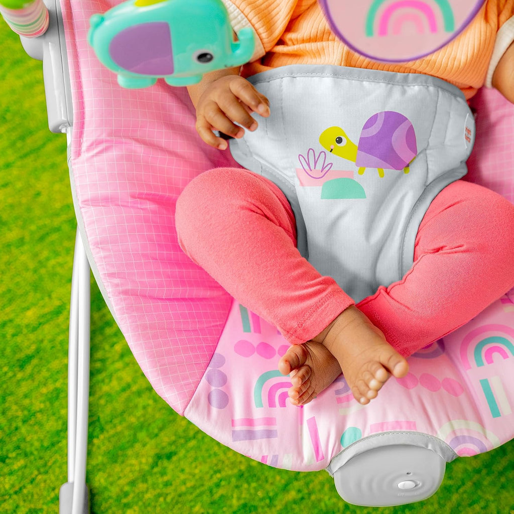 Pink Portable Baby Bouncer with Toy Bar, Max Weight 20 lbs. S522021