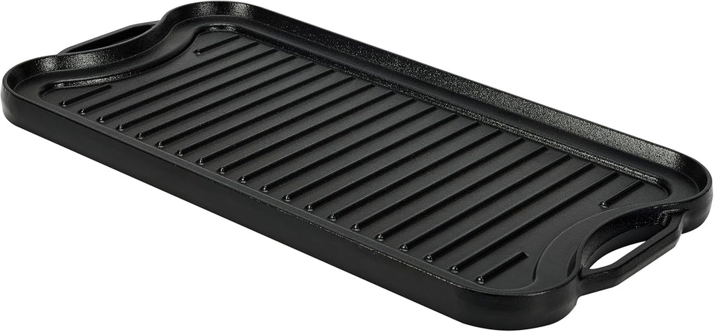 Pre-Seasoned Cast Iron Reversible Rectangular Grill Griddle, Black, 20 x 10.39 x 0.98 inch P92107