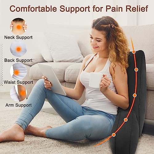 Grey Inflatable Reading Backrest Pillow with Arm Support H1153