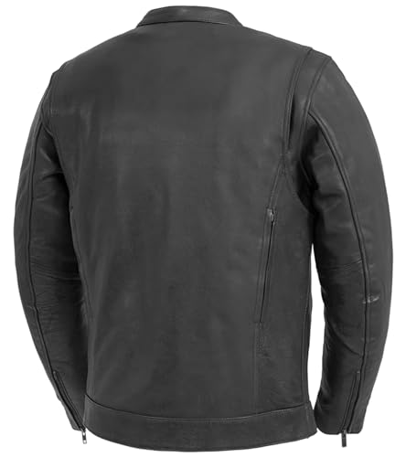 Men's Motorcycle Biker Riding Leather Jacket R970