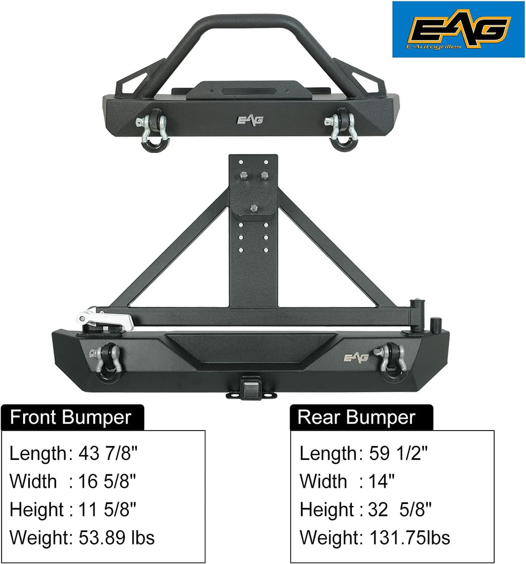 Heavy Duty Front and Rear Bumper with Tire Carrier Combo G922017
