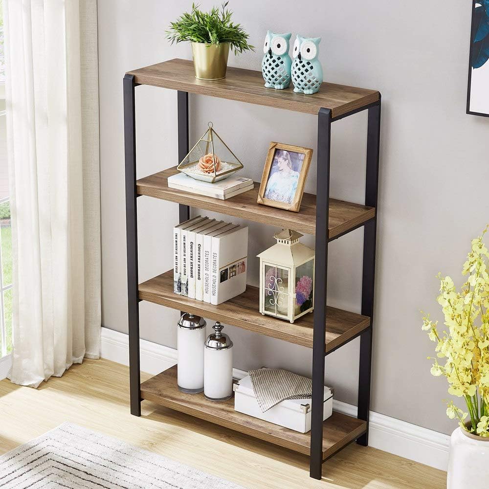 4 Tier Wood and Metal Bookshelf A634