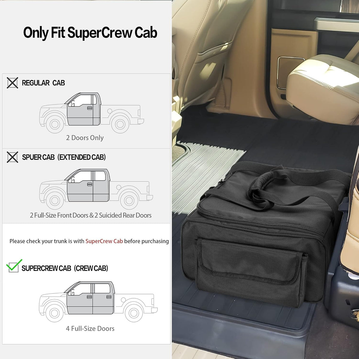 Black Underseat Truck Storage Organizer with Detachable Divider E502116