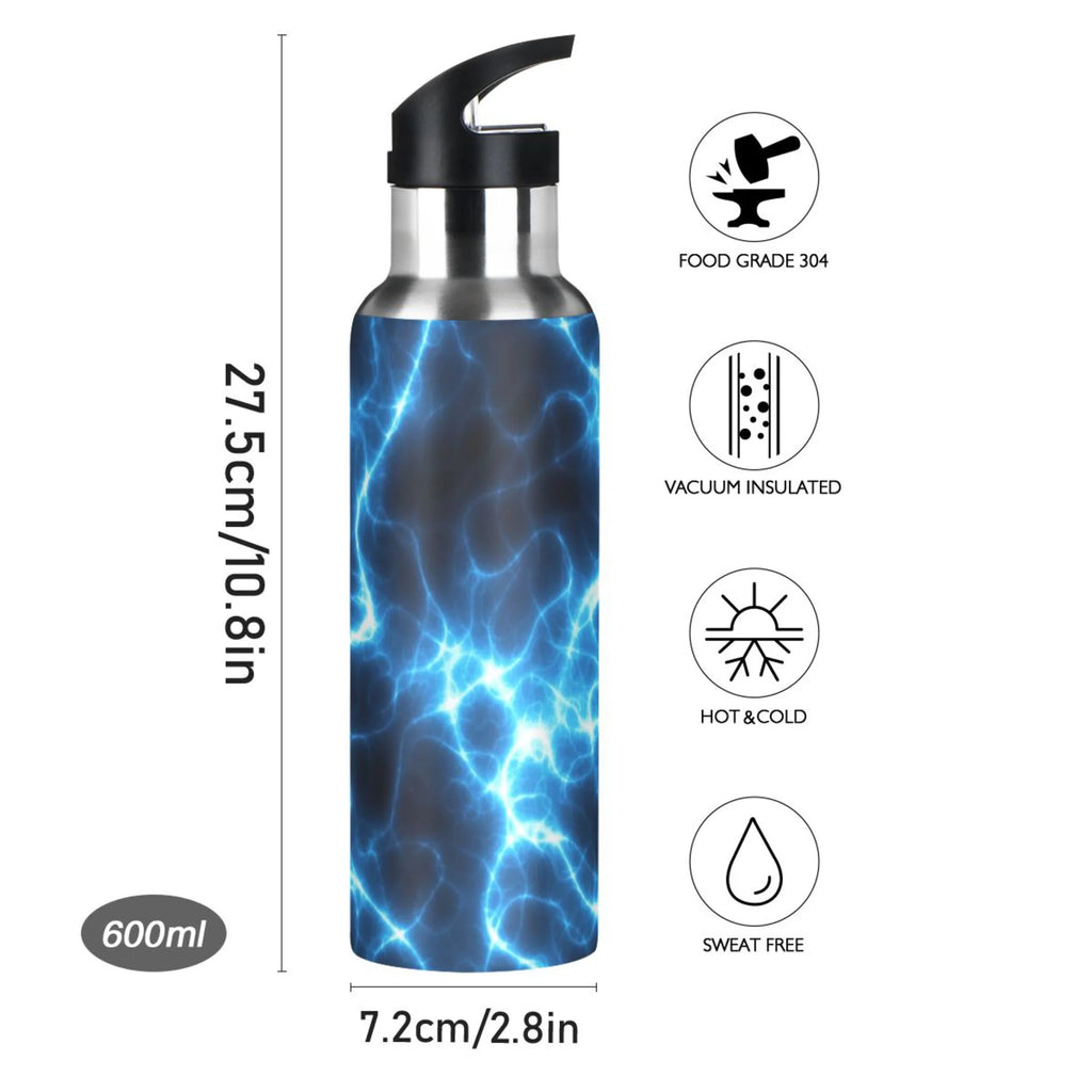 Dark Blue 20 OZ Stainless Steel Vacuum Insulated Water Bottle with Straw Lid I3705