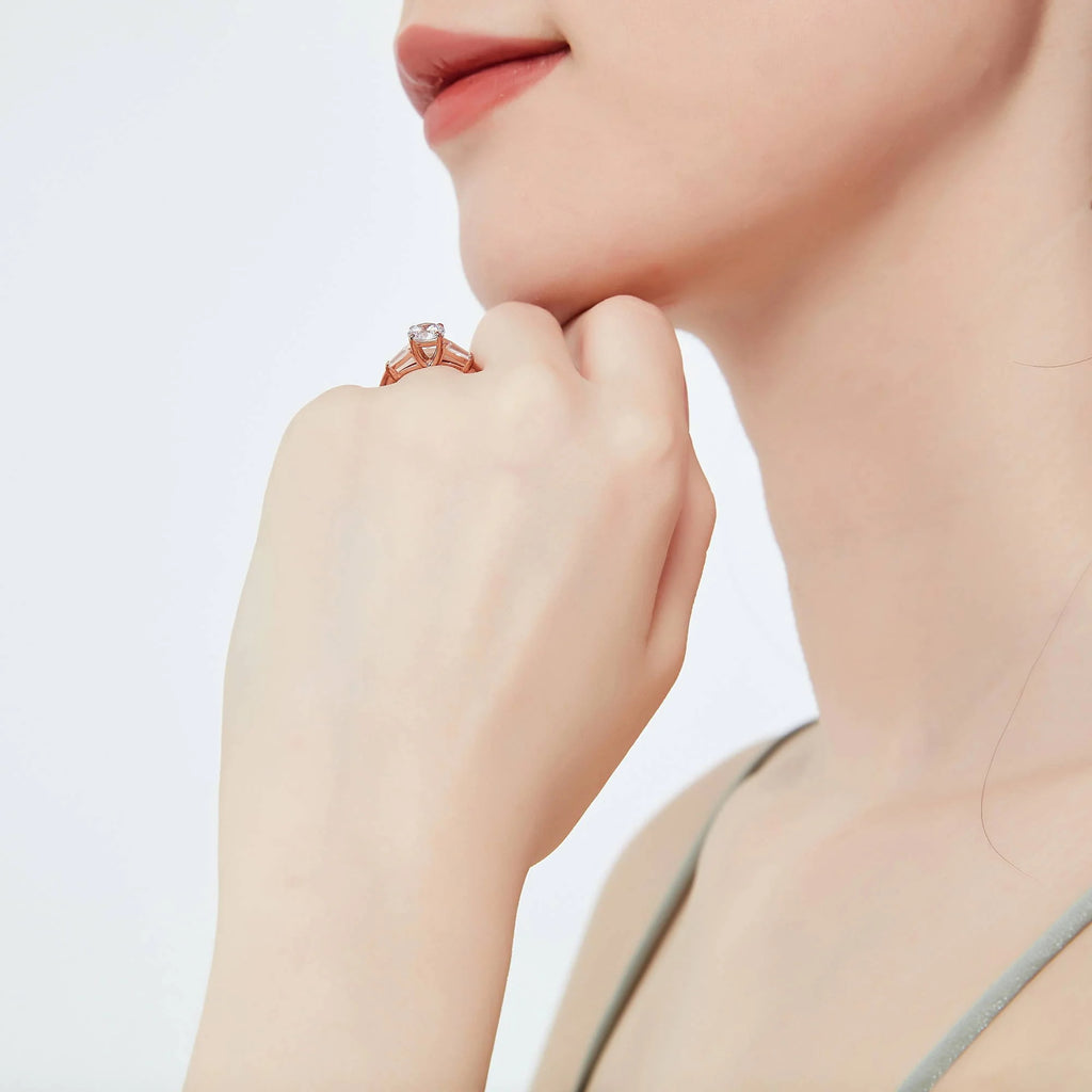 Rose Gold Plated Sterling Silver Solitaire Ring K882361