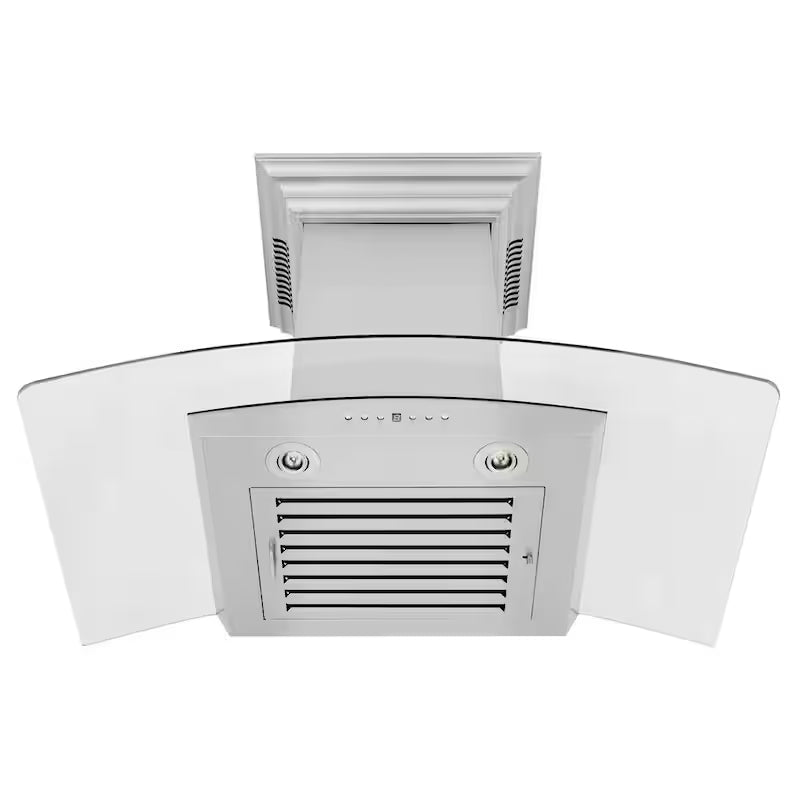 36 in. 400 CFM Ducted Wall Mount Range Hood in Stainless Steel and Glass D483082