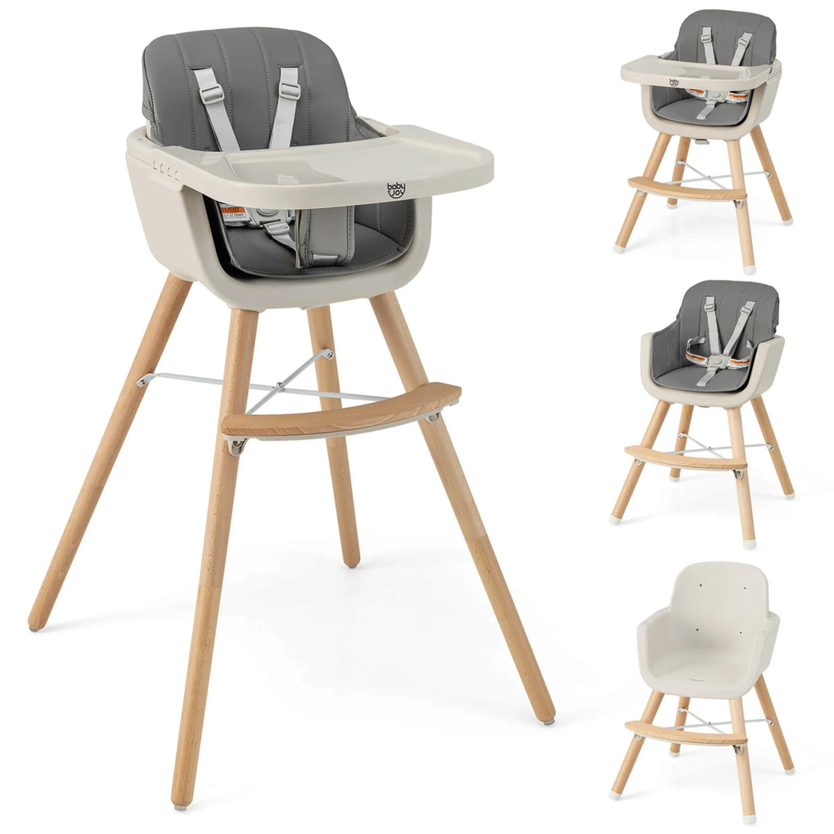 3 in 1 Convertible Wooden High Chair Beige E4319