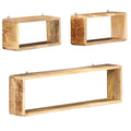 3 Piece Solid Mango Wood Wall Cube Shelf Set L683698