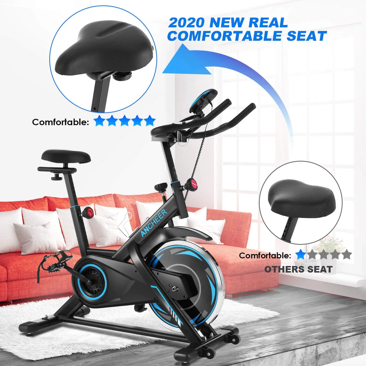 Indoor Exercise Bike with LCD Monitor and 330 lbs Weight Capacity Z34192