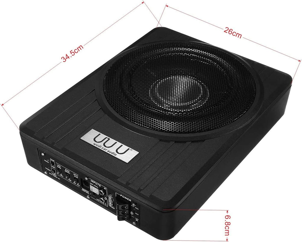 Under Seat Car Active Sub Woofer Black Slim Aluminium Alloy Speaker 12V 600W Y65480