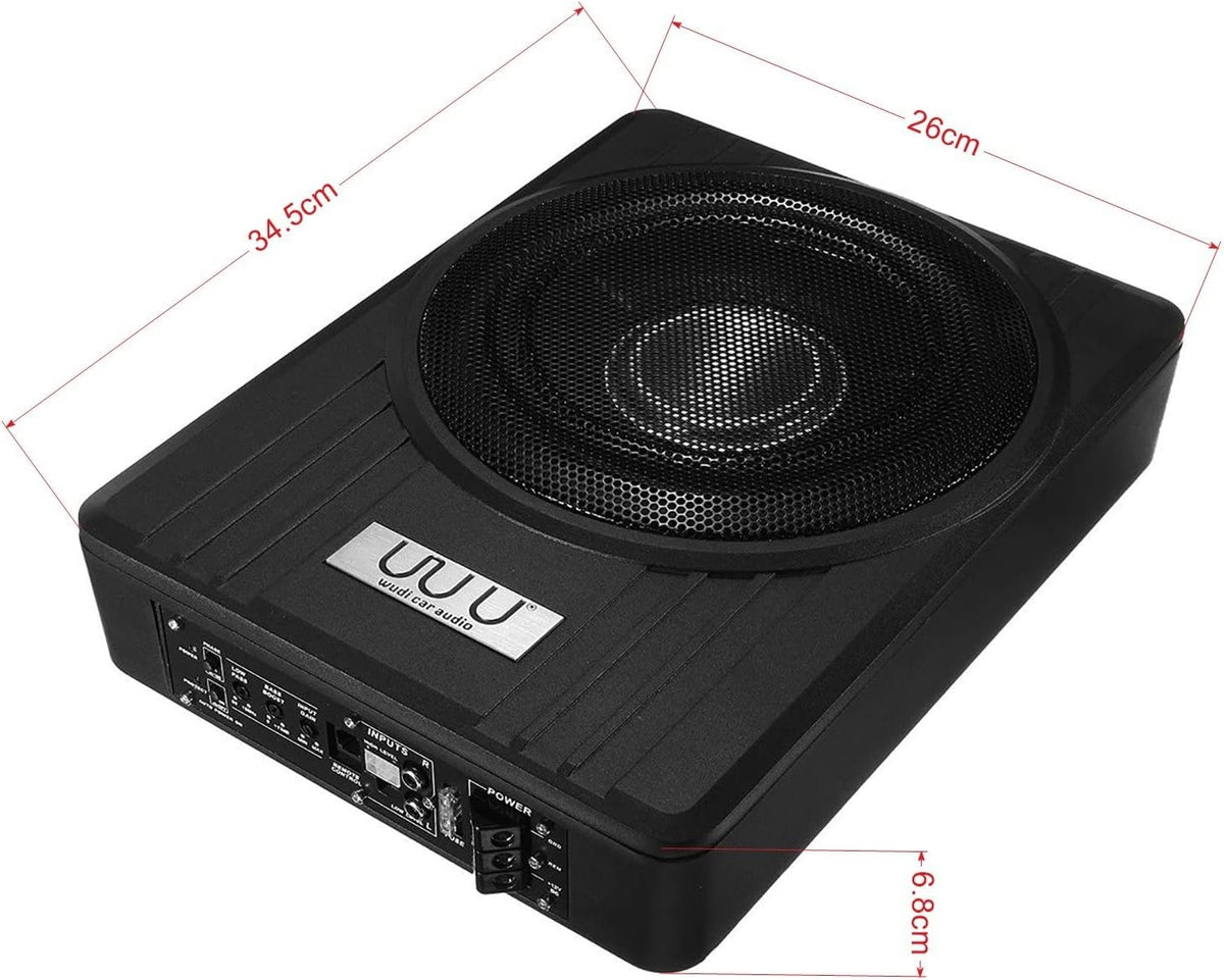 Under Seat Car Active Sub Woofer Black Slim Aluminium Alloy Speaker 12V 600W Y65480