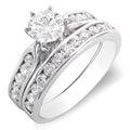 14k White Gold Round Diamond Bridal Engagement Ring Set, Size 8 D5246