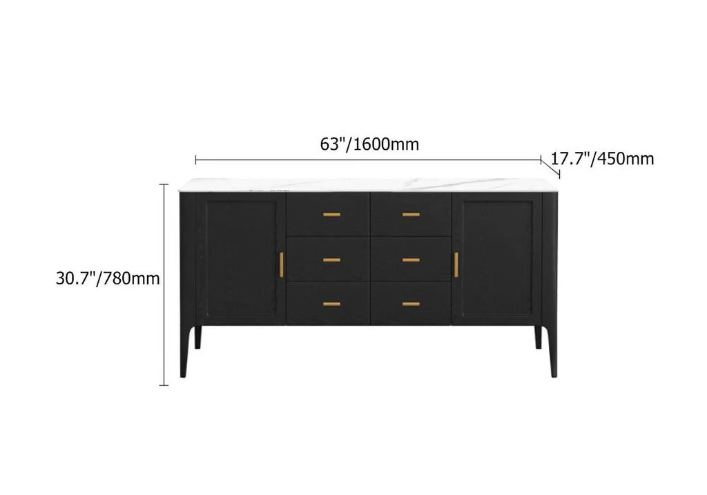 Black Sideboard Buffet with Sintered Stone Top S668274