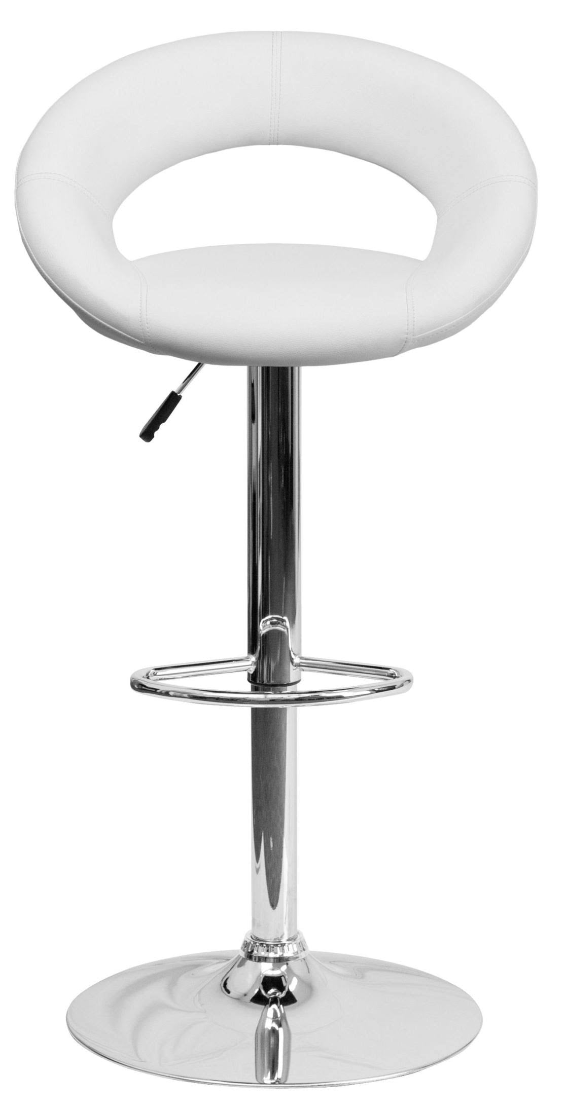 White Vinyl Adjustable Height Barstool with Chrome Base Q714