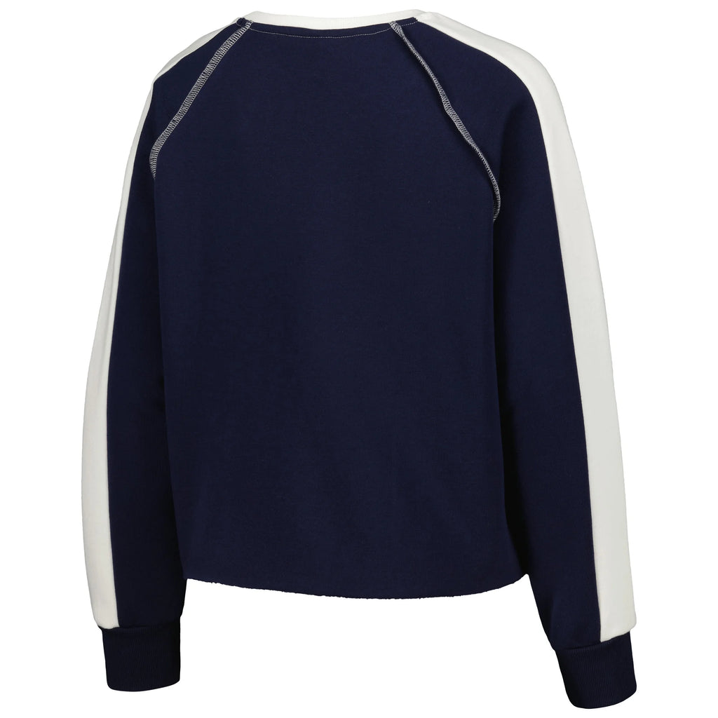 Navy Raglan-Cropped Pullover Sweatshirt H864332