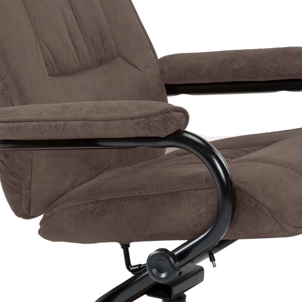 Brown Faux Suede Leather Swivel Recliner with Ottoman C54839
