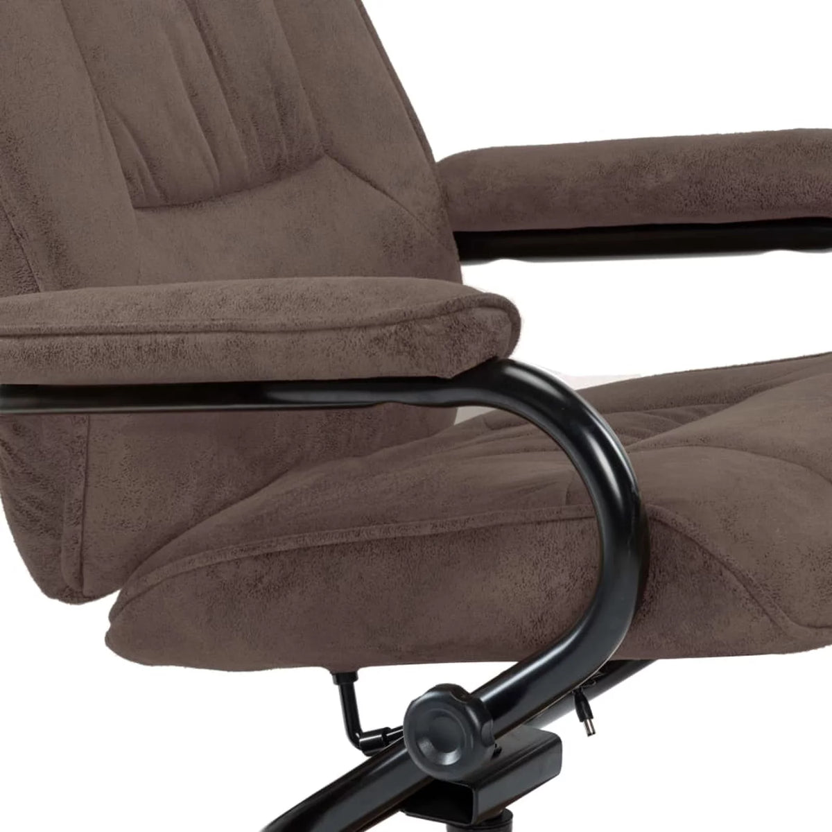 Brown Faux Suede Leather Swivel Recliner with Ottoman C54839
