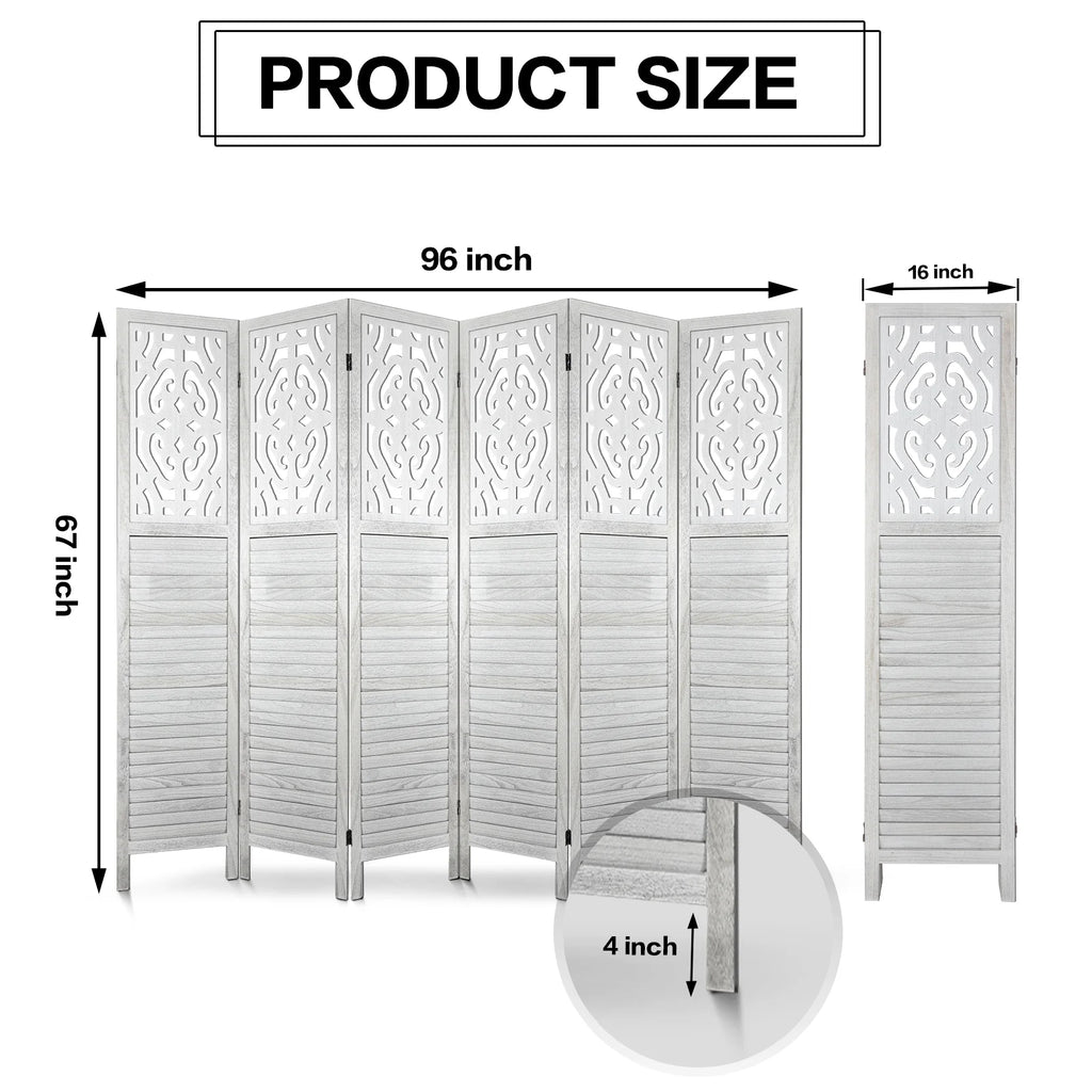 White 6 Panel Room Divider E84693