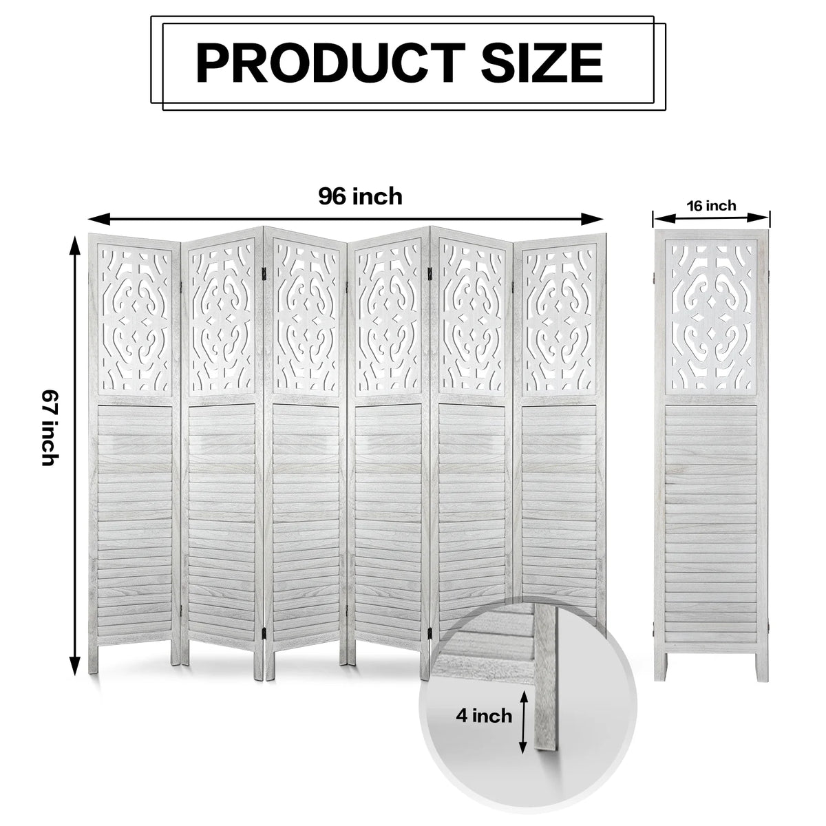 White 6 Panel Room Divider E84693