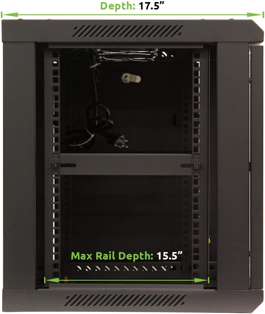 9U Wall Mount Network Server Cabinet Rack Enclosure Glass Door Lock F4690