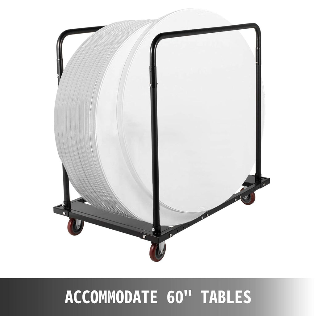 Black Folding Cart Steel Frame Rolling Casters 10 Table Capacity W845843